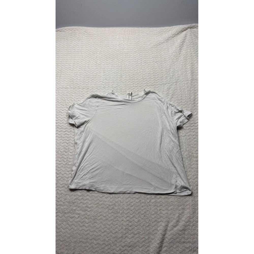Alo Yoga Womens White Short Sleeve Relaxed Fit Crew Neck Activewear T-Shirt S
